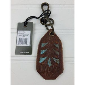 Myra Bag Floral Turquoise Tooled Leather Key Fob Key Chain